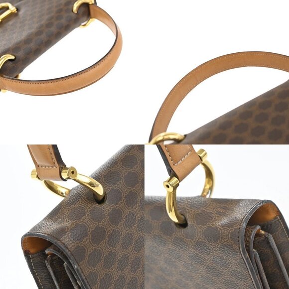 CELINE Logo Macadam Pattern Hand Bag PVC Leather Brown GHW Italy 67EF790 - Picture 8 of 16